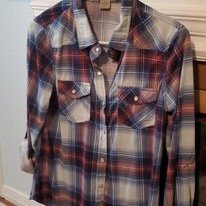 Soft pearl button flannel
